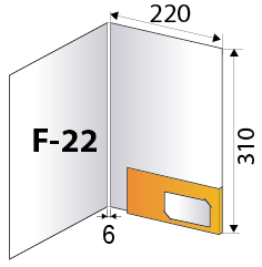 Папка с приклеенным клапаном корешок 6 мм F-22